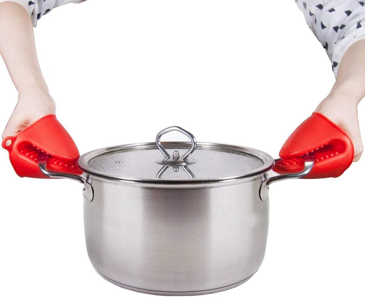 2 paar - Siliconen handschoenen - Hittebestendige handschoenen - Hittebestendige handschoenen - Ovenhandschoenen - Hittebestendig - 10*8 cm - Rood + Blauw