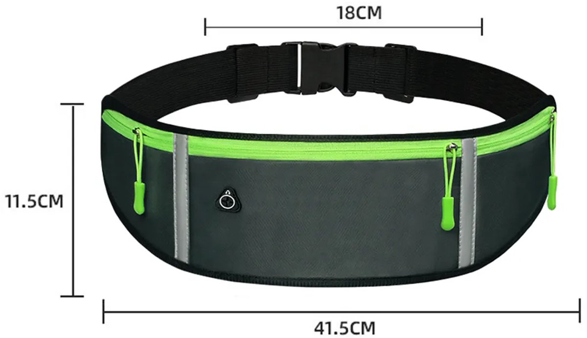 Hardloopriem, unisex heuptas, waterdichte heuptas, Geschikt voor wandelen, fitness en reizen – verstelbaar hardloopvak, telefoonvak, accessoires (grijs).