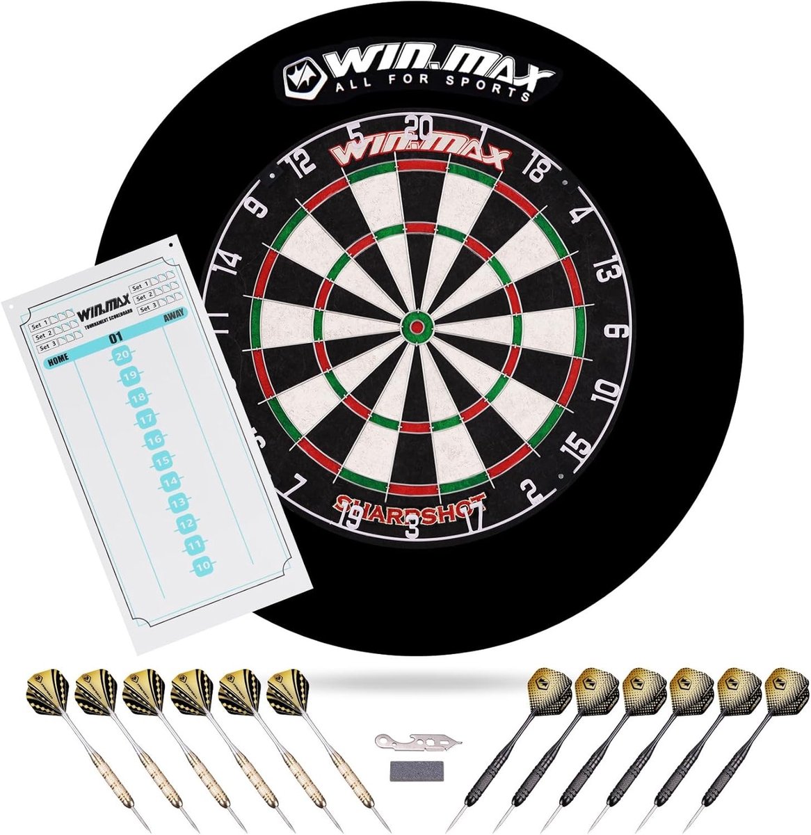 Dartbord voor Volwassenen - Professioneel Steel Tip Dartbord met 12 Dart Flights en Accessoires voor Thuisgebruik