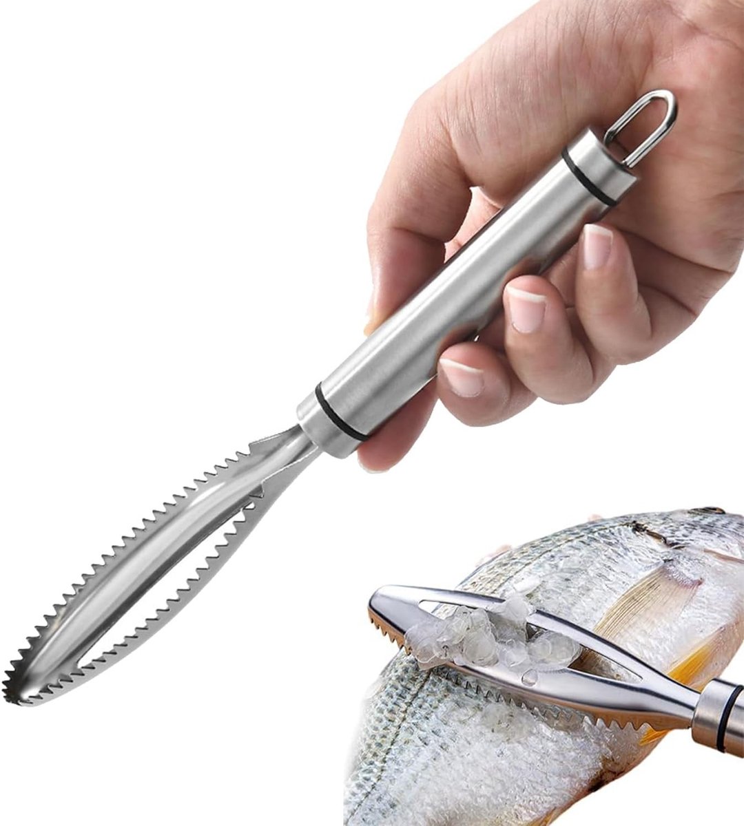 Professionele RVS Vis Schraper voor Snelle Reiniging, Vis Schubben Verwijderaar en Vis Huidschraper voor Keuken en Restaurant, 23.5 x 3.2 x 1.5 cm