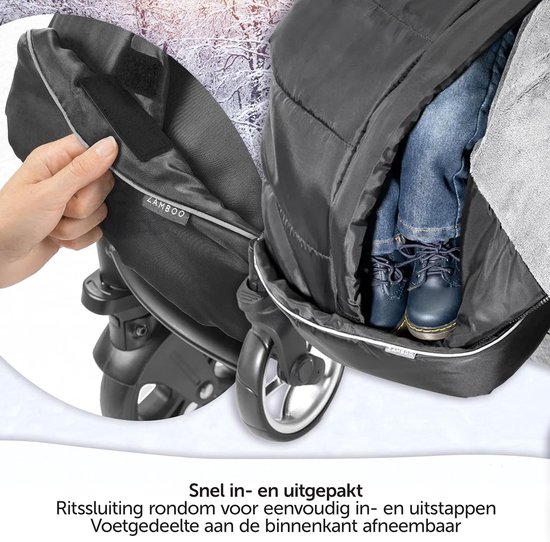 Voetenzak Universeel - Kinderwagen deken - Warmte buiten - Water & vuilafstotend - 100x45 cm - Zwart — afbeelding 5
