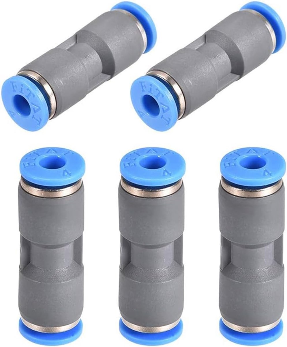 4mm Rechte Push Connectoren voor Pneumatische PE Slangen, Snelle Koppeling en Plastic Luchtfitting voor Compressoren en Vacuümsystemen, Set van 5 Stuks