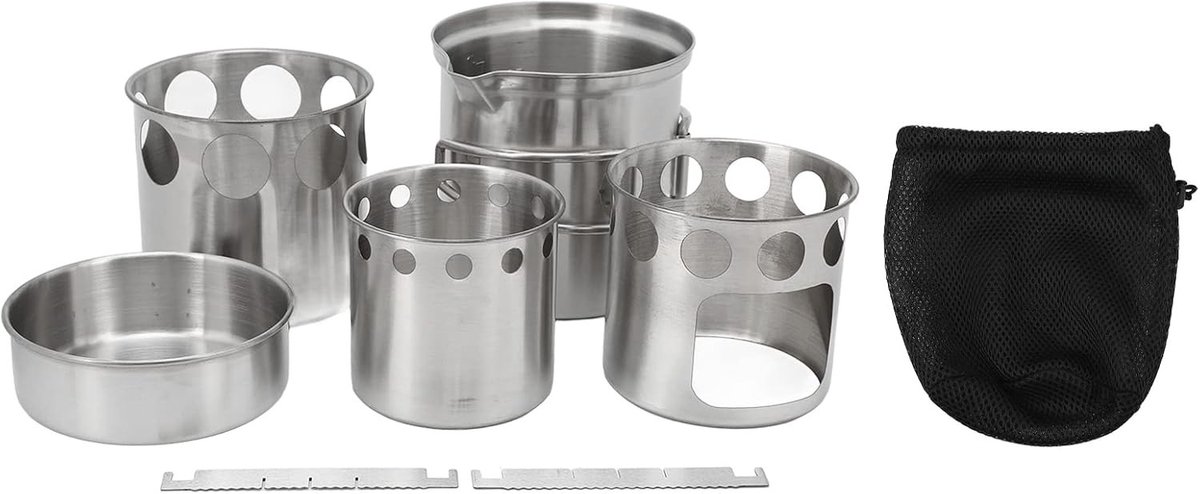 Duurzame RVS Kookpannen Set voor Kamperen, Ideaal voor Buiten Koken, Hiking en Backpacking