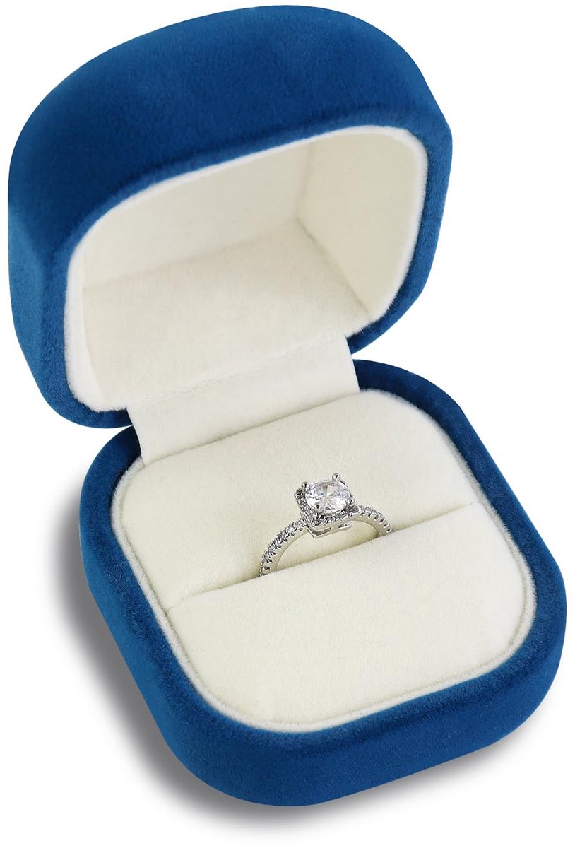 Ringdoosje voor trouwringen - diepblauw fluweel - elegant ontwerp - veilig bewaren - ShopVlot