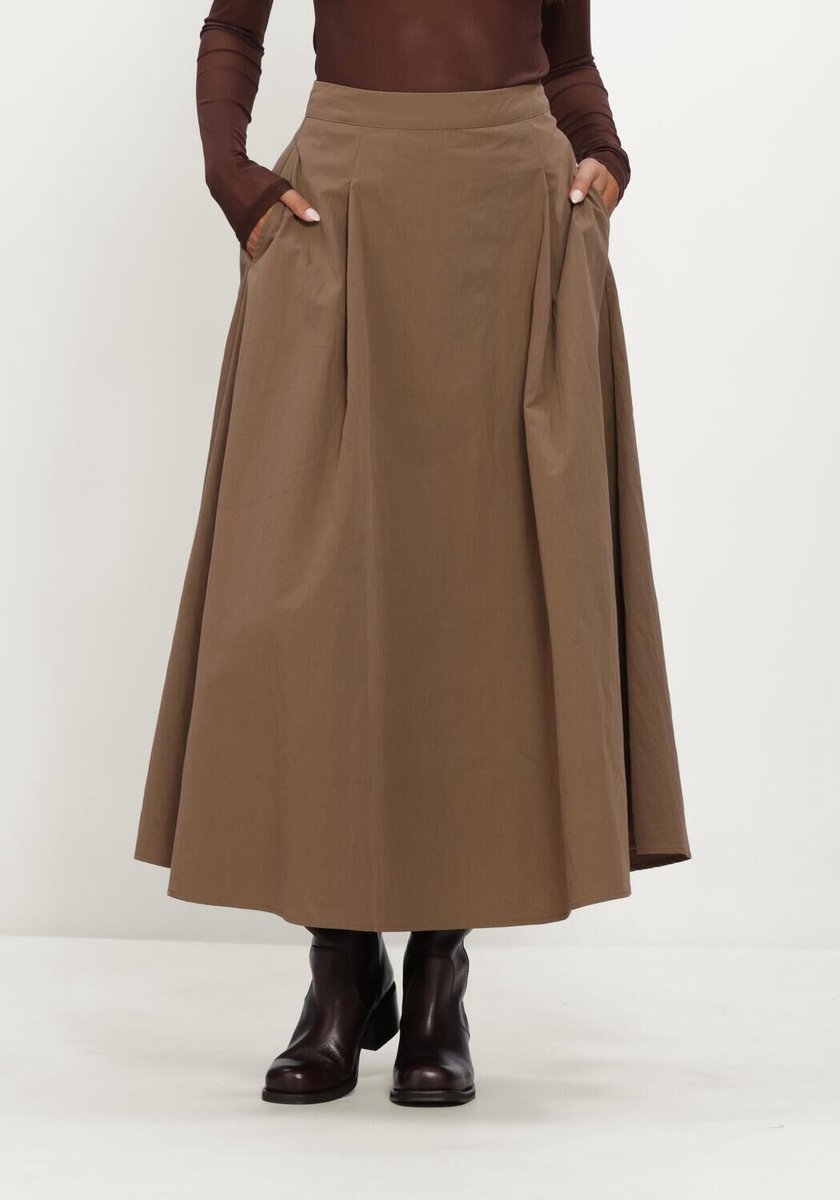 Minus Msrosea Midi Skirt Rokken Dames - Bruin - Maat 36