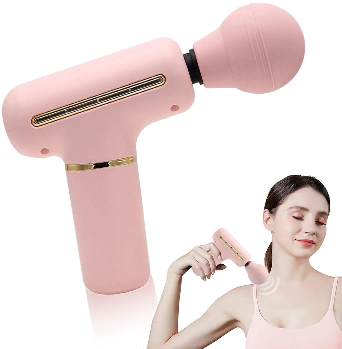 Mini massagepistool - 4 instelbare snelheden - draagbaar handmassageapparaat - diepe weefselpercussie voor nek en rug - ShopVlot
