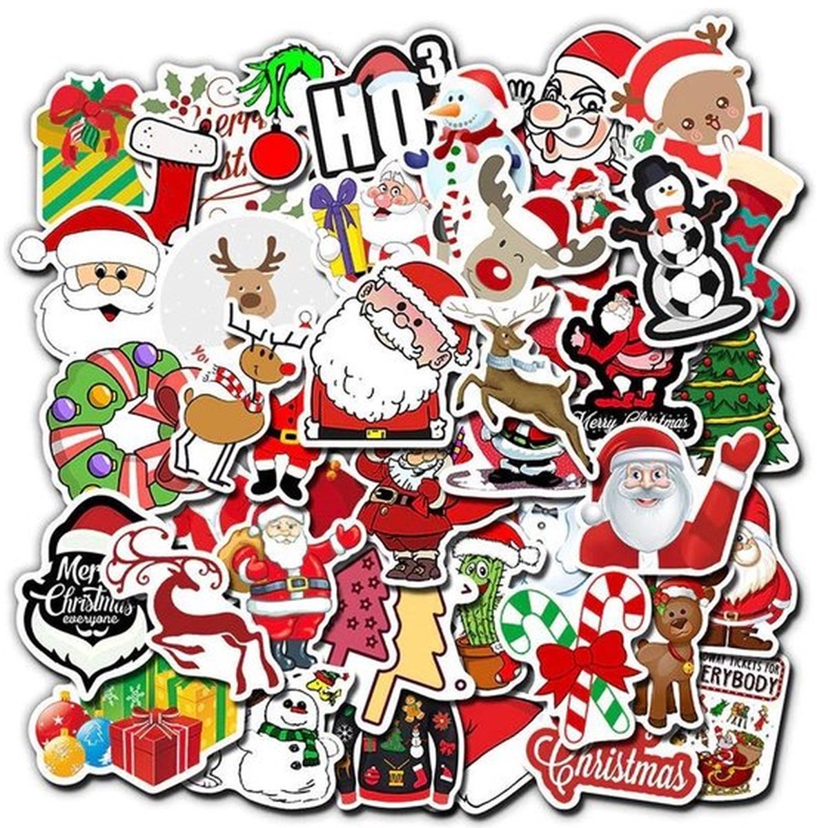 50 Kerst Stickers – Kerstman, Sneeuwpop & Arrenslee