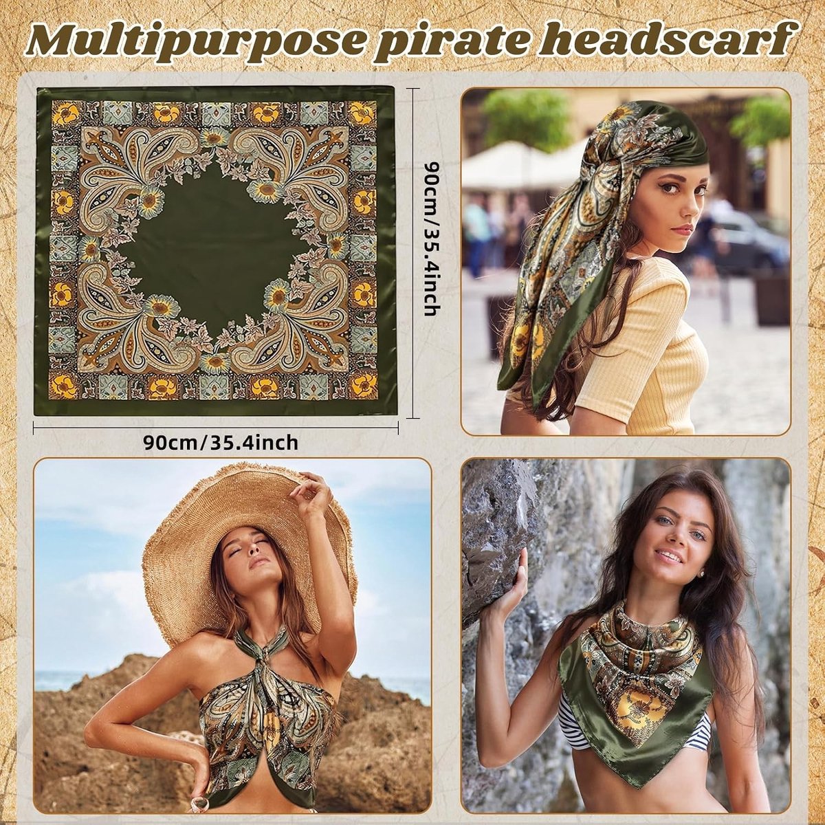 Vrouwelijk Piratenkostuum met 4 Stukken, Inclusief Hoofddoek, Korset, Ooglapje en Ketting voor Halloween, Carnaval en Verkleedpartijen