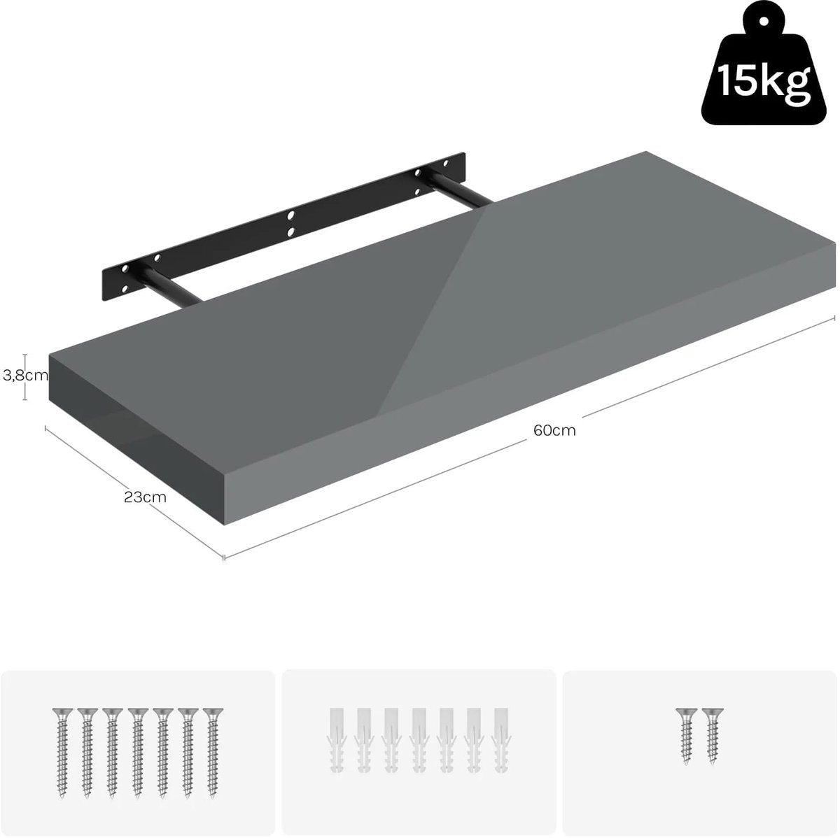 Klarven® Wandplank Zwevend 60cm - Stijlvol Opbergen, Gemakkelijk op te Hangen - B 120 x D 40 cm