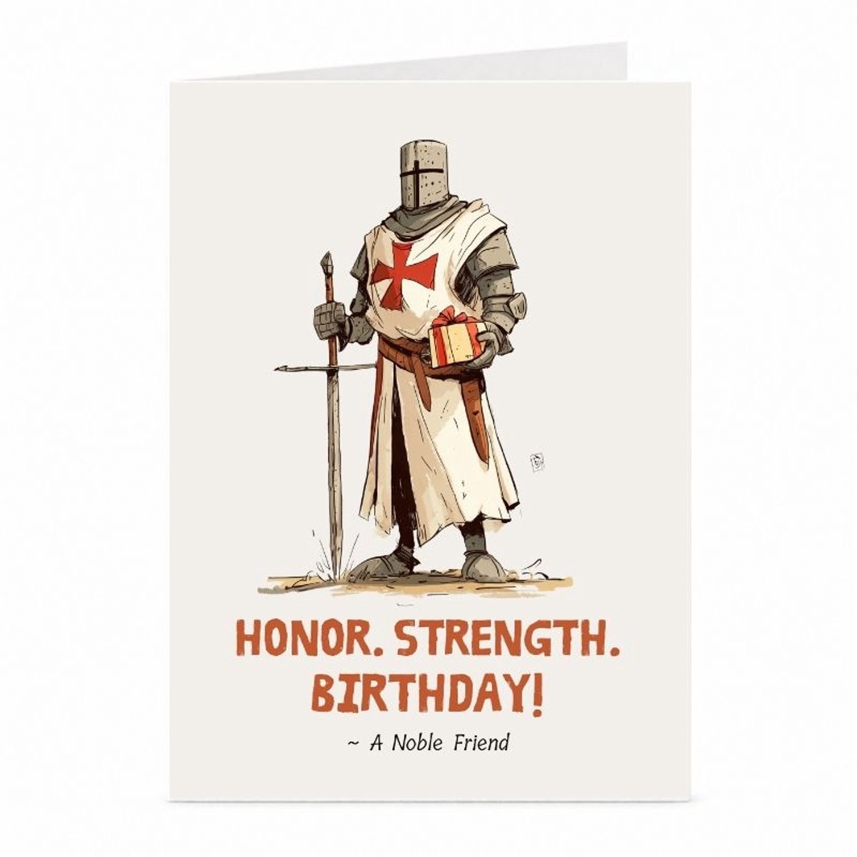 Kruisridder - Verjaardagskaart - JustTheCardGuy - A6 met envelop