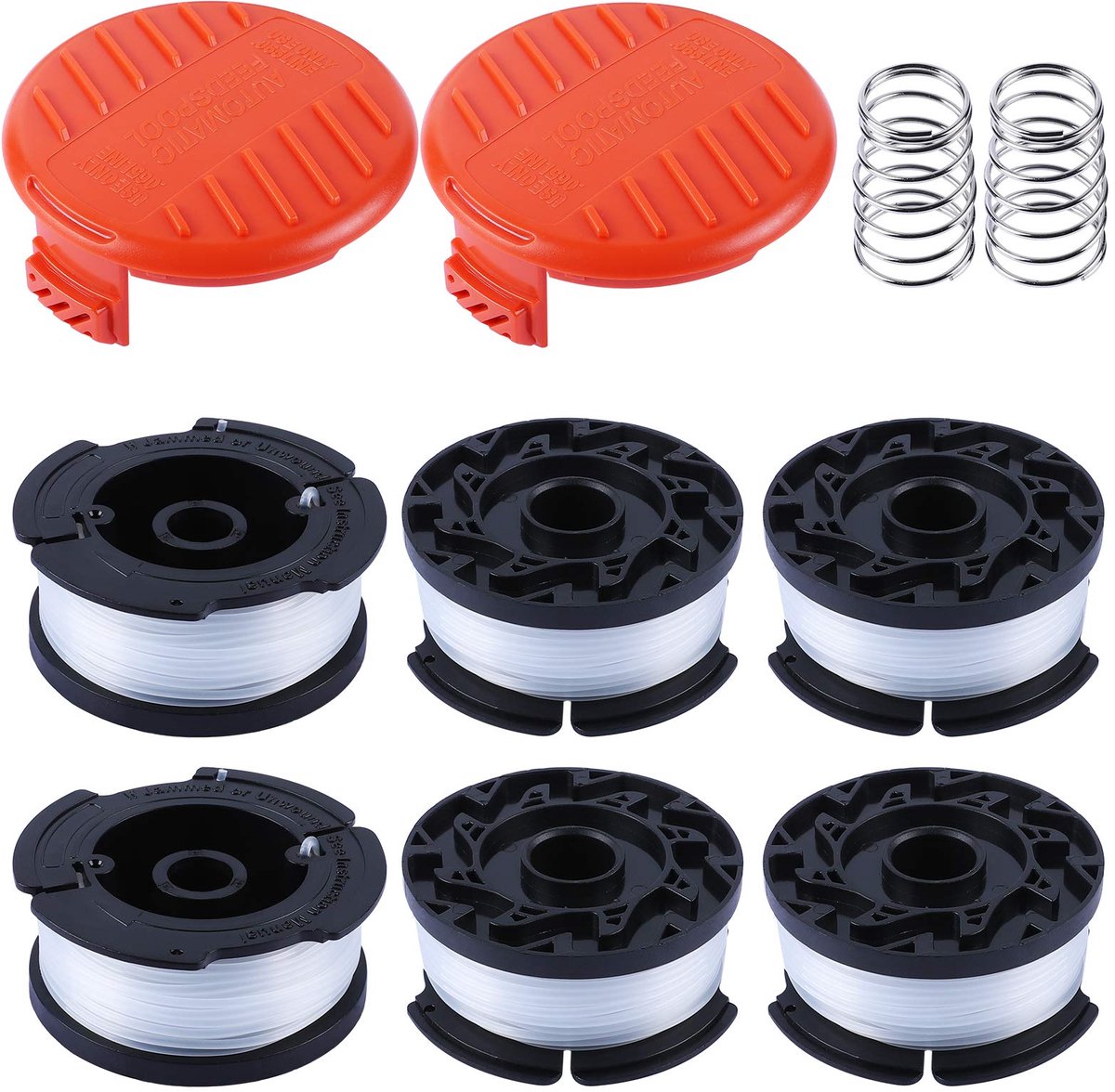 Trimmer Spoel & Draad 6-Pack - Autofeed Vervanging - Inclusief 2 Spoel Caps & 2 Lente - ShopVlot