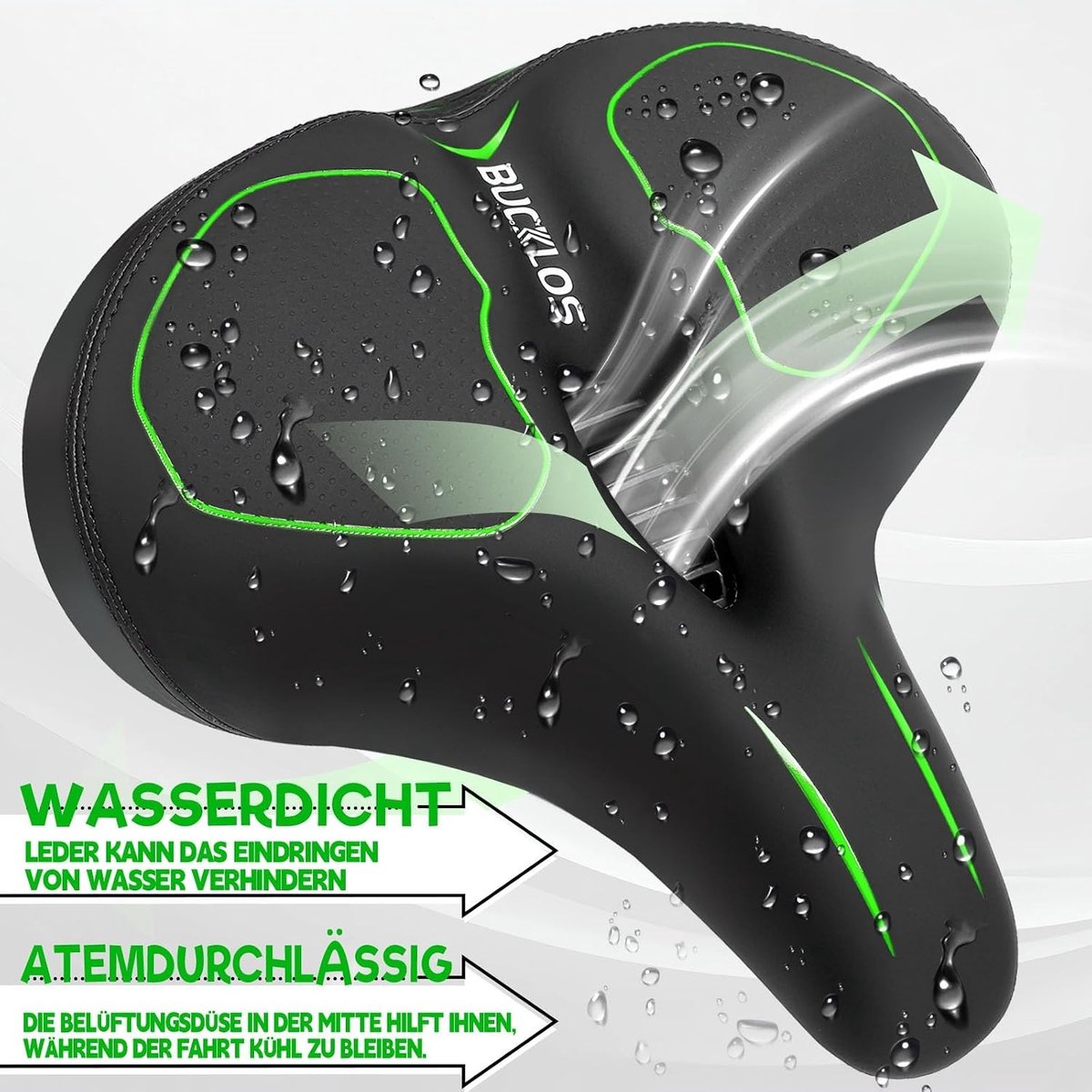 Fietszadel - Groen - Ergonomisch Ontwerp - Comfortabel en Breed - Voor Dames en Heren