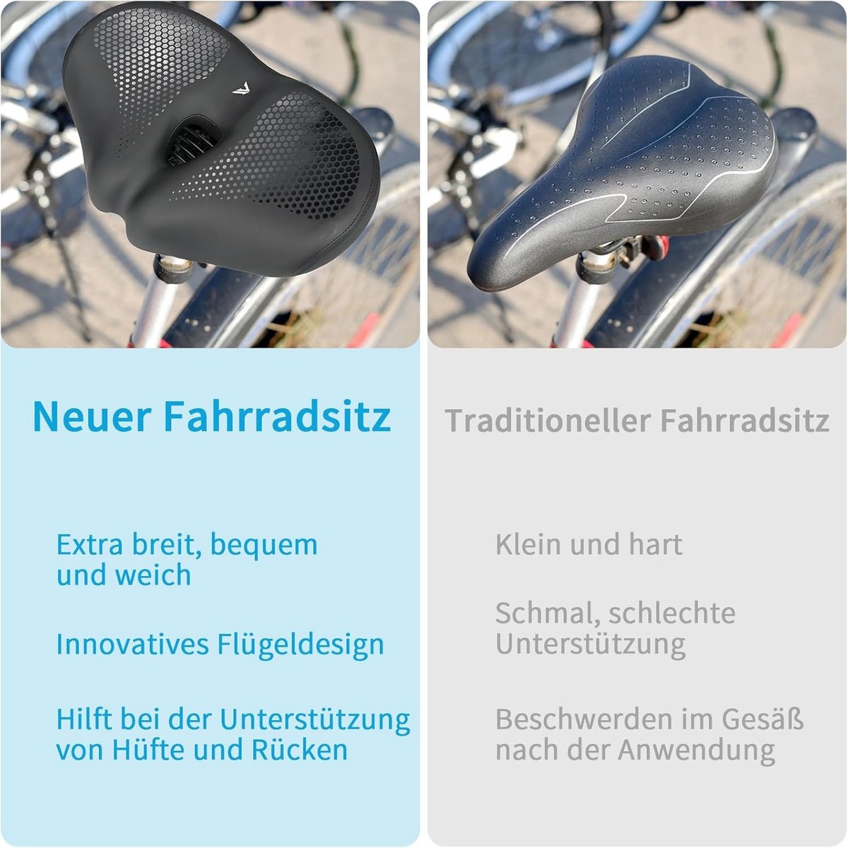 Extra Groot Fietszadel - Zwart - 32 x 19 x 12 cm - Ergonomisch en Ademend - Voor Dames en Heren