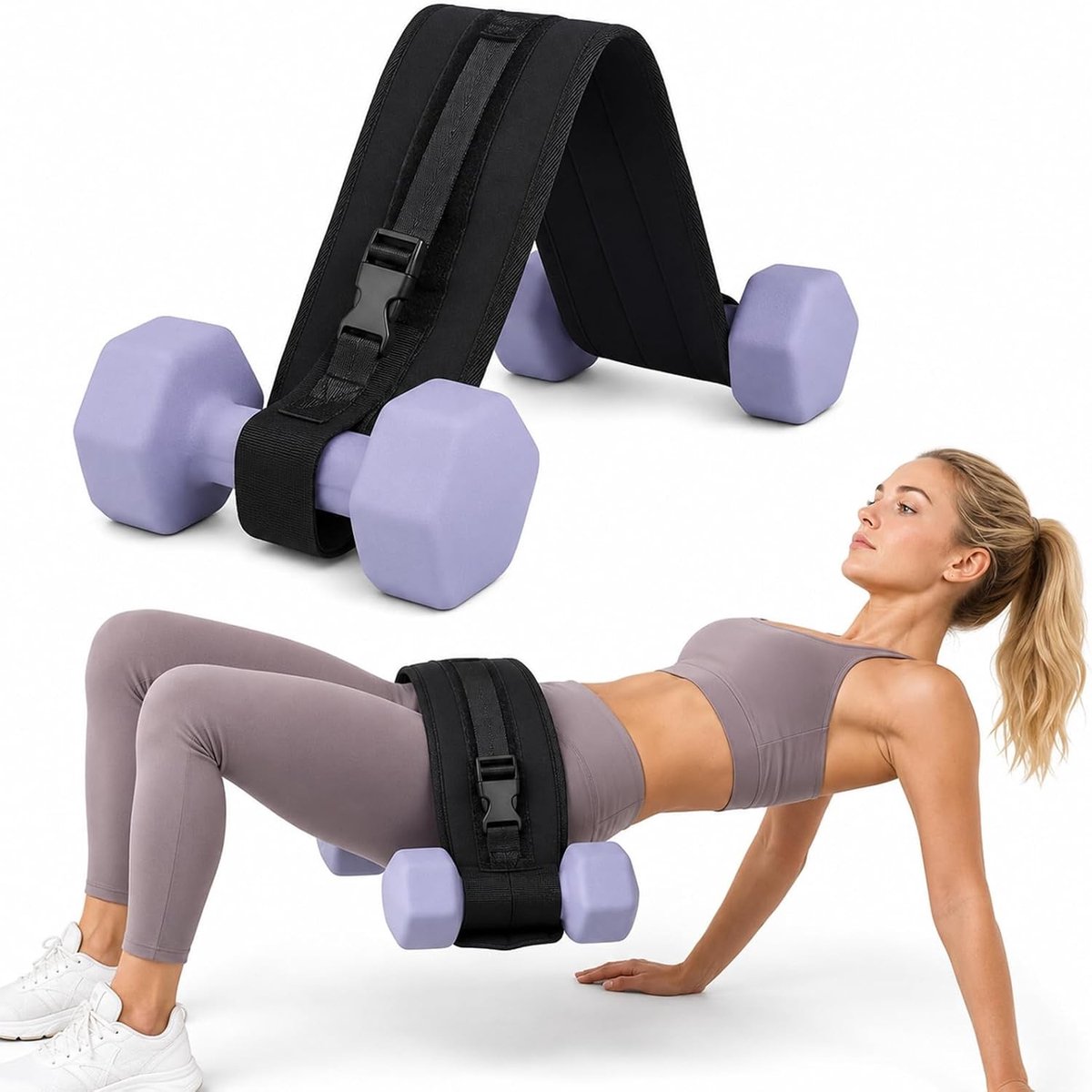 Verstelbare en brede heupriem met kussen voor dumbbells en kettlebells, ideaal voor squats en krachttraining