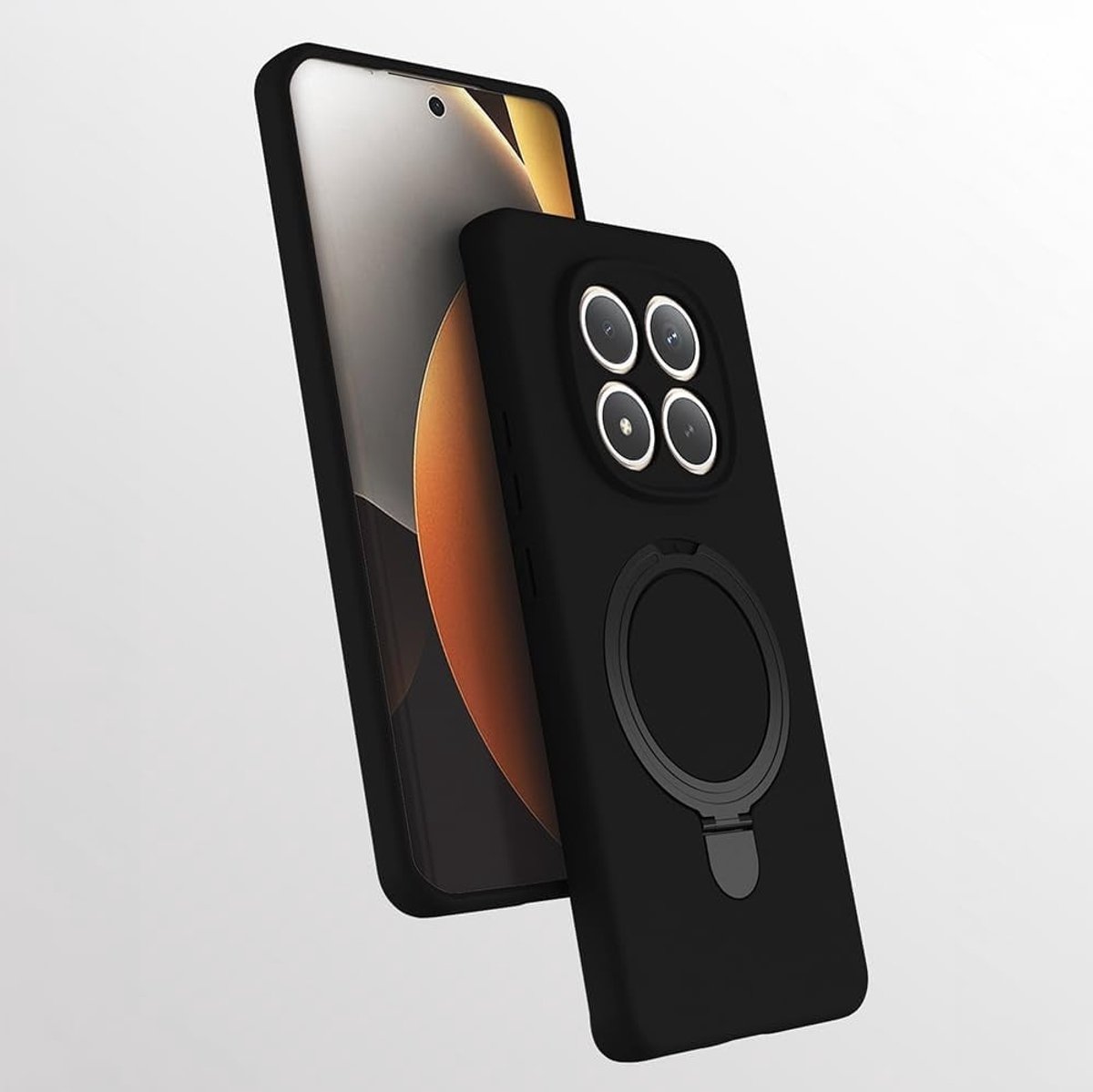 Hoesje Geschikt voor Xiaomi Redmi Note 15 Pro 4G Hoesje Zwart – Zachte Siliconen Backcover met Ring – MagSafe Geschikt – Slim & Beschermend