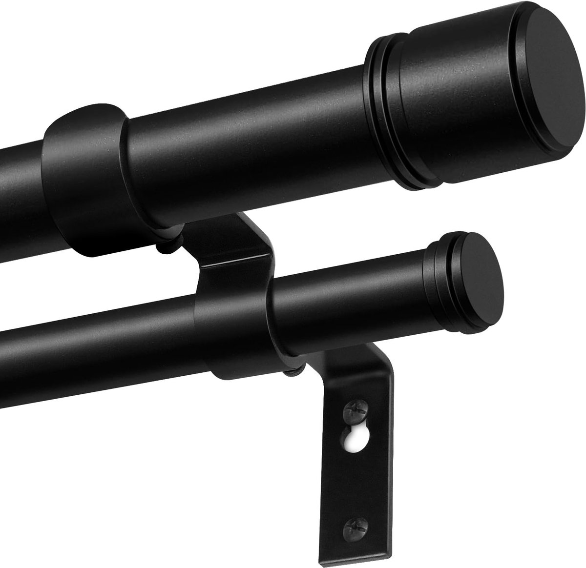 Gordijnstang 190-355cm - Dubbel zwart - 25 mm verstelbaar - Ideaal voor raamdecoratie - ShopVlot