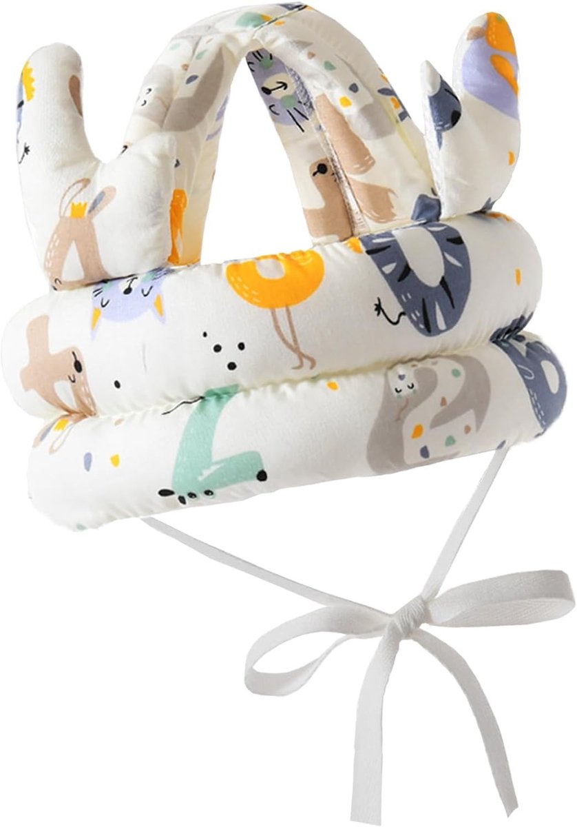 Digitale Houten Hoofd Bescherming voor Kinderen, Valbescherming, 360° Hoofdbescherming, Veiligheidshelm voor Baby's van 0,5 tot 3 Jaar