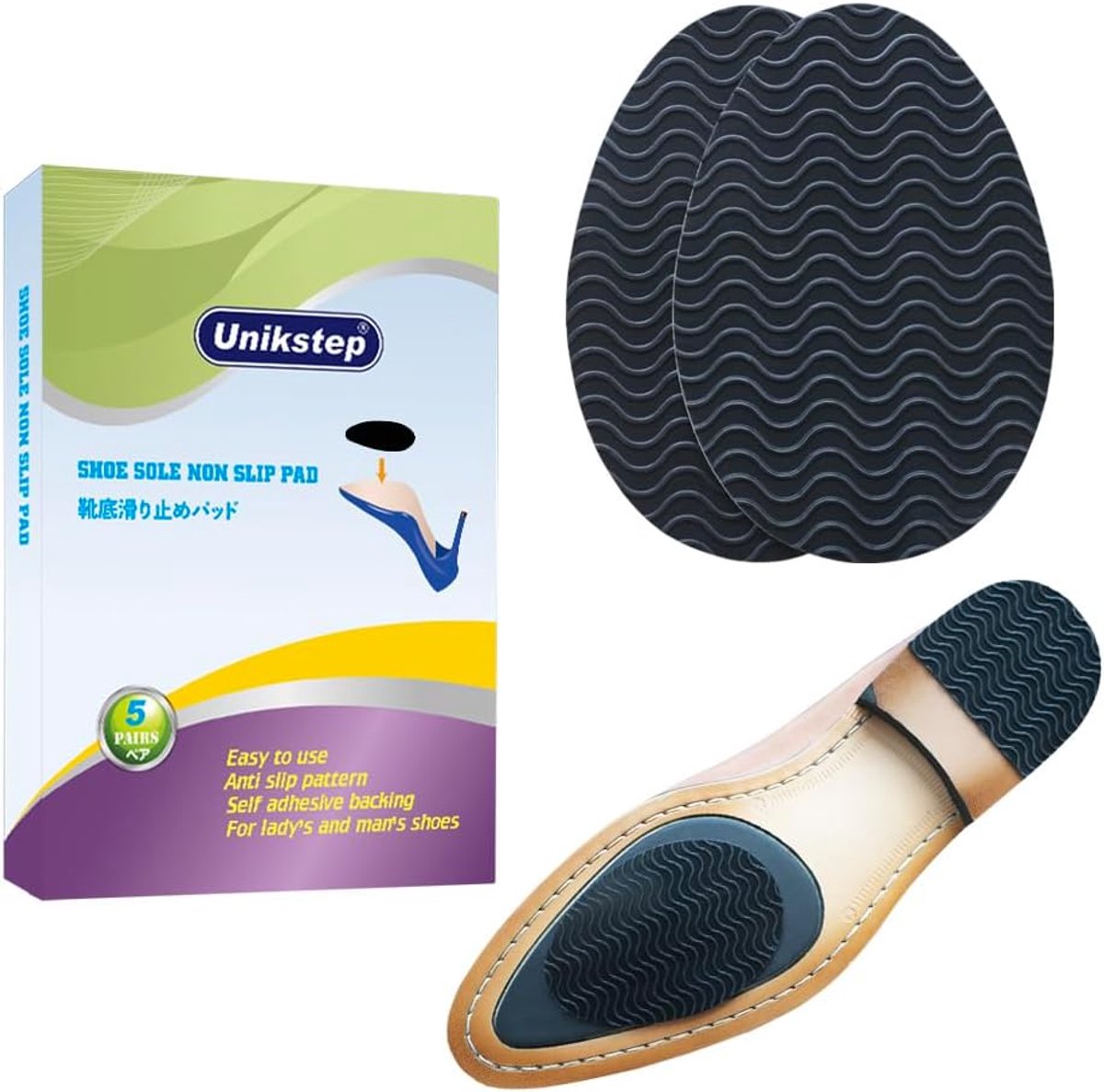 SnelShoppen - 5 Pairs Non-Slip Rubber Schoen Zool Handgrepen met Golf Design, Zwart - Vloer- en Hakbescherming, Duurzaam en Slijtvast