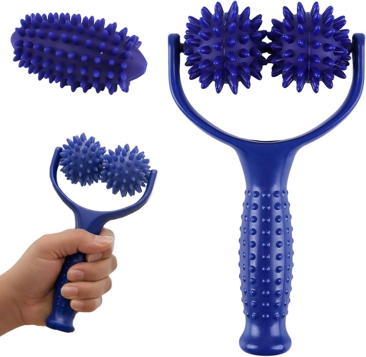 Interchangeable zelfmassage roller met handvat en 3 massageballen voor spierpijn, ontspanning en herstel van benen, voeten, rug en schouders