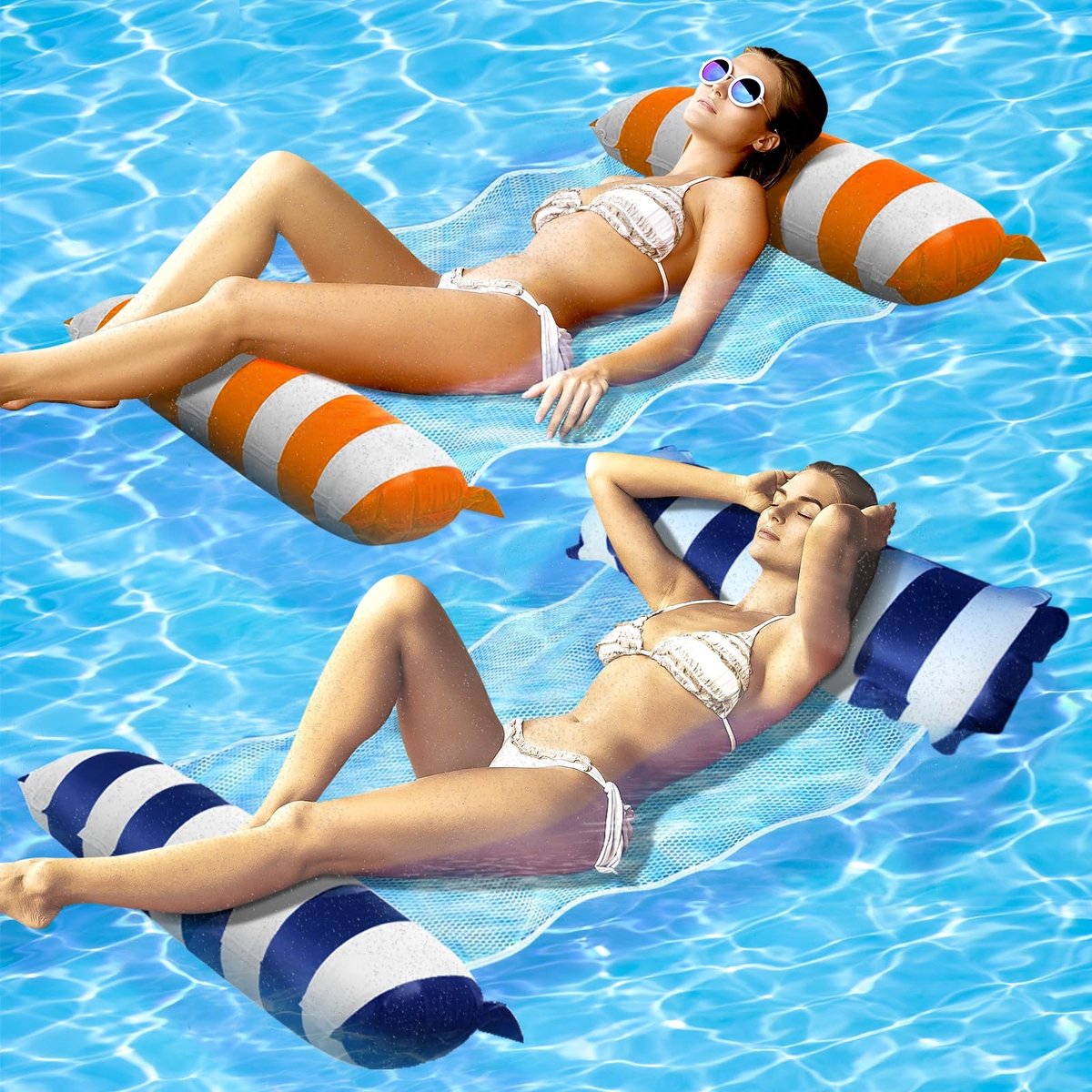 Luchtmatras zwembad 2 stuks - opblaasbare waterhangmat - 4-in-1 ontwerp - ideaal voor ontspanning - ShopVlot