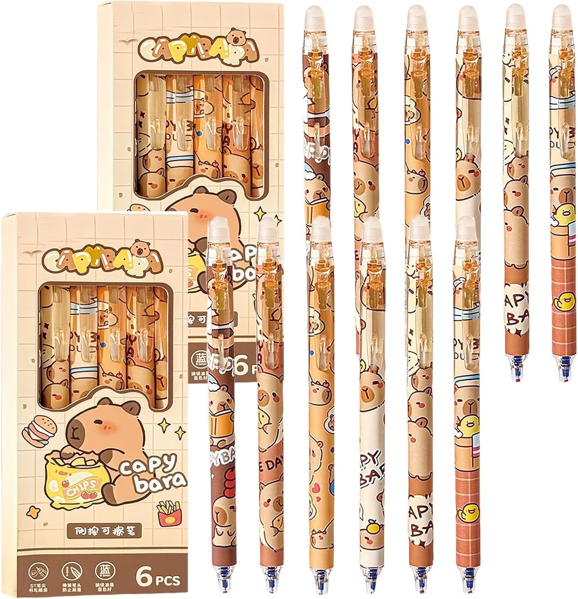 Uitwisbare Dierenbalpen - Blauw - 15,5 x 3 x 2 cm - Ergonomische Rollerbalpen met Gum - Voor Scholieren en Studenten