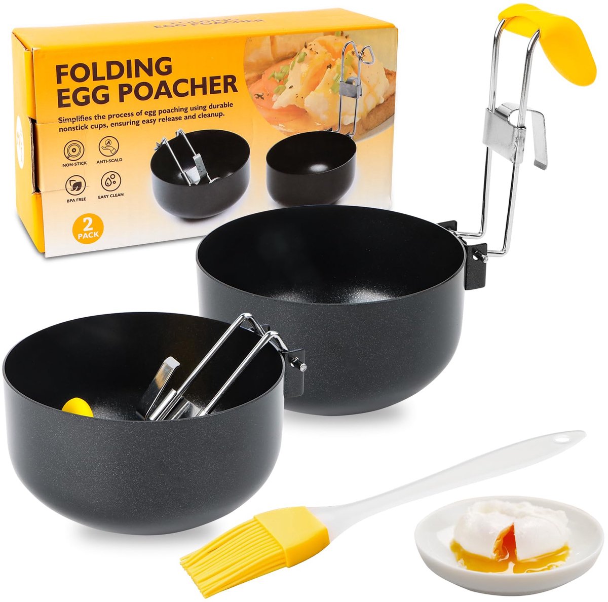 Eierstroper pan 2 stuks - opvouwbare gepocheerde eiermaker - anti-aanbak - perfect gepocheerde eieren - ShopVlot