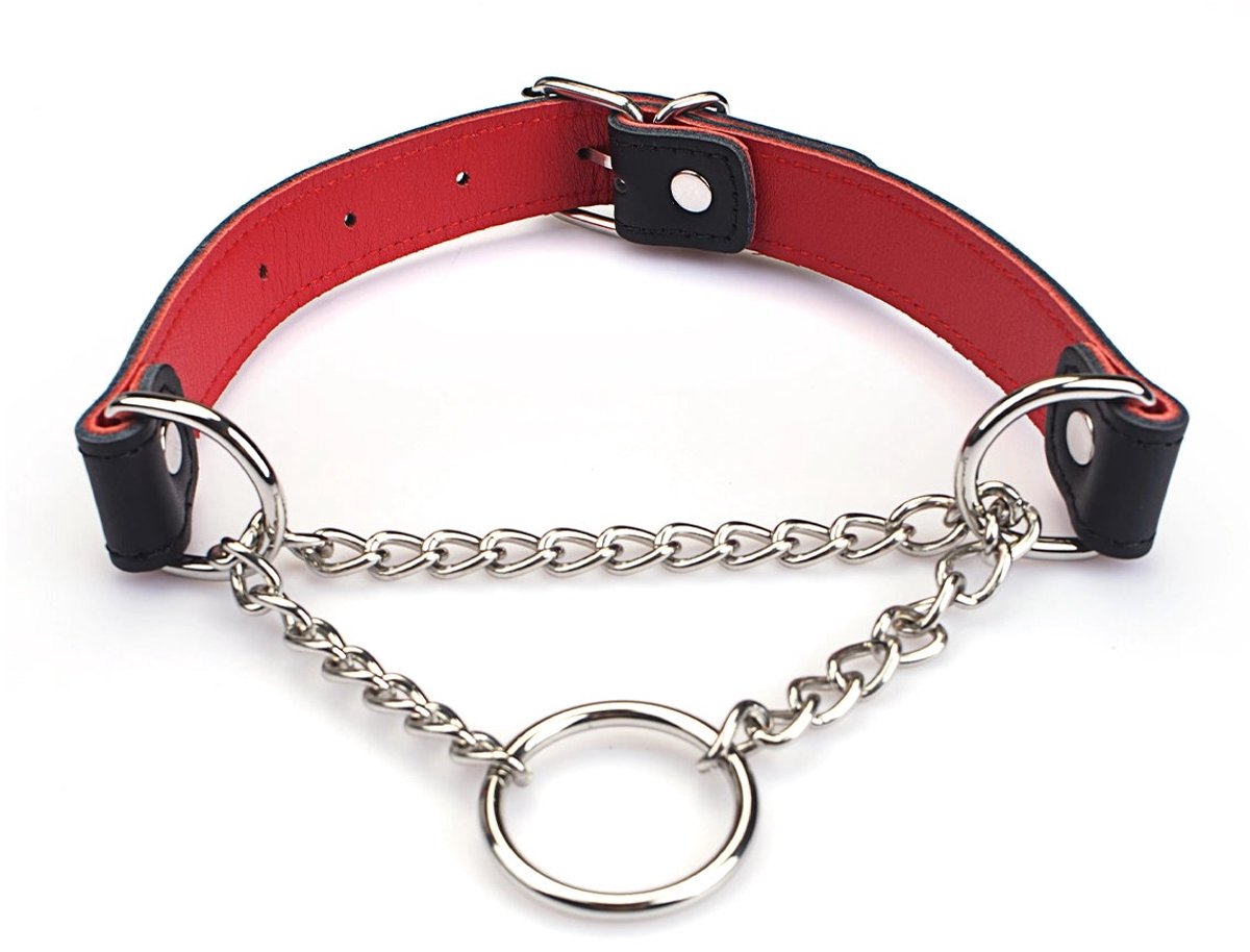 Liebe Seele - Martingale Collar met Wurgketting - Zwart/Rood
