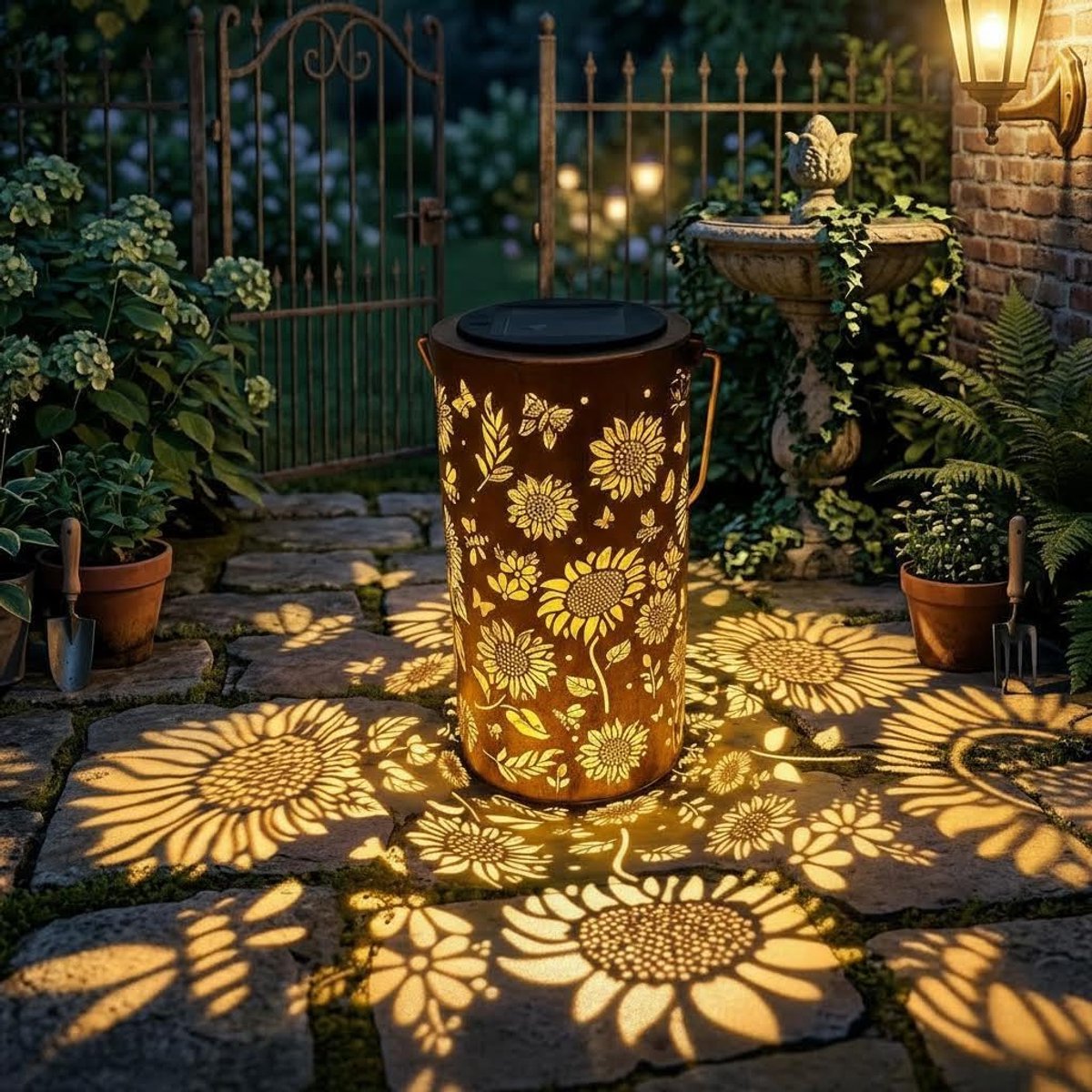 Casalora® Solar Tuinlamp Zonnebloem - 1 Stuk - Warm Wit LED Licht - Metalen Zonne-energie Lantaarn met Hang- en Staand Design - IP65 Waterdicht - Tuindecoratie voor Terras, Pad & Balkon