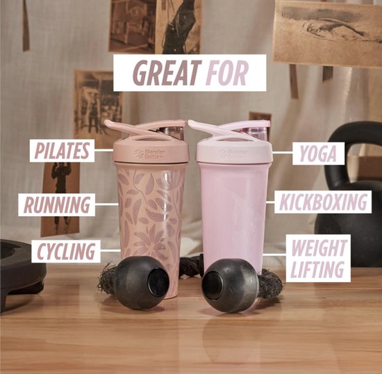 BlenderBottle Sport Sleek Stainless Steel Shaker 740 ml (Pink Stripes) - Geïsoleerde RVS Proteïne Shaker met BlenderBall - Lekvrij & BPA-vrij — afbeelding 3