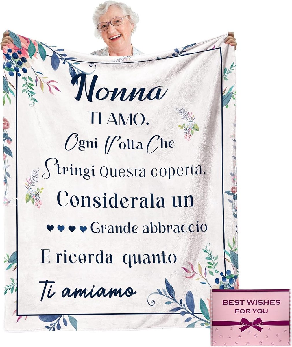 Luxe Flanellen Dekentje voor Oma, Perfect als Verjaardagscadeau of Geschenk, 59 x 51 Inch, Warm en Comfortabel Cadeau voor Grootmoeder