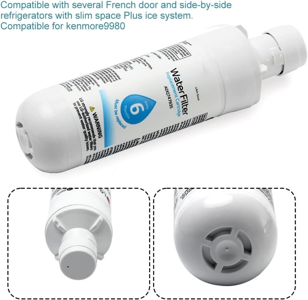 Vervangbare Waterfilter voor Koelkast, Geschikt voor Kenmore 9980, Verbeter de Waterkwaliteit en Smaak (1 Stuk)