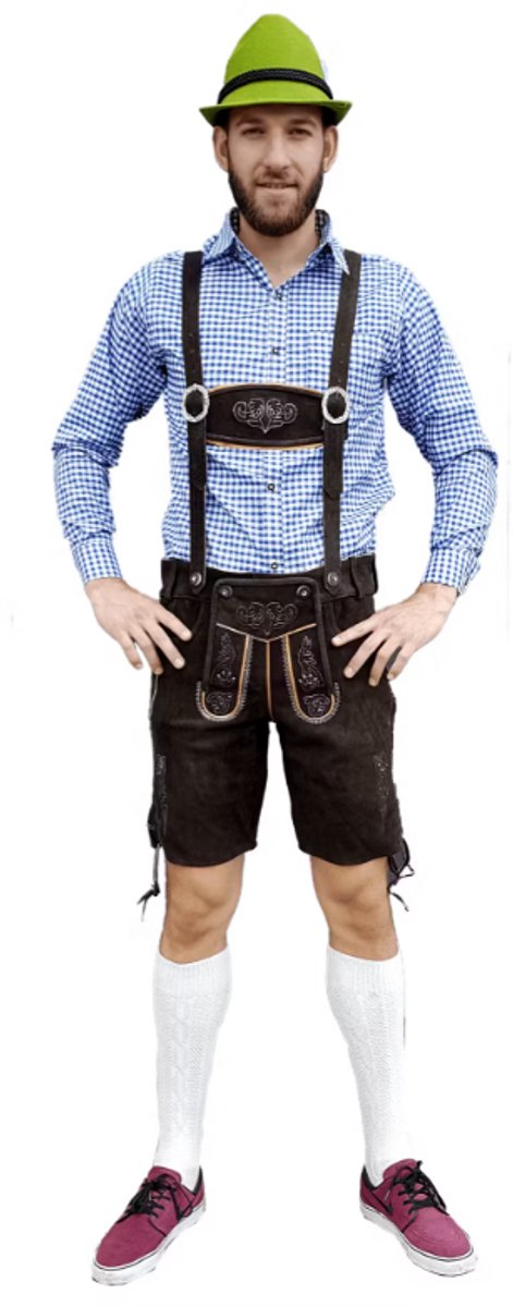 LEDERHOSEN.NL - Lederhosen leer - donkerbruin - KORT