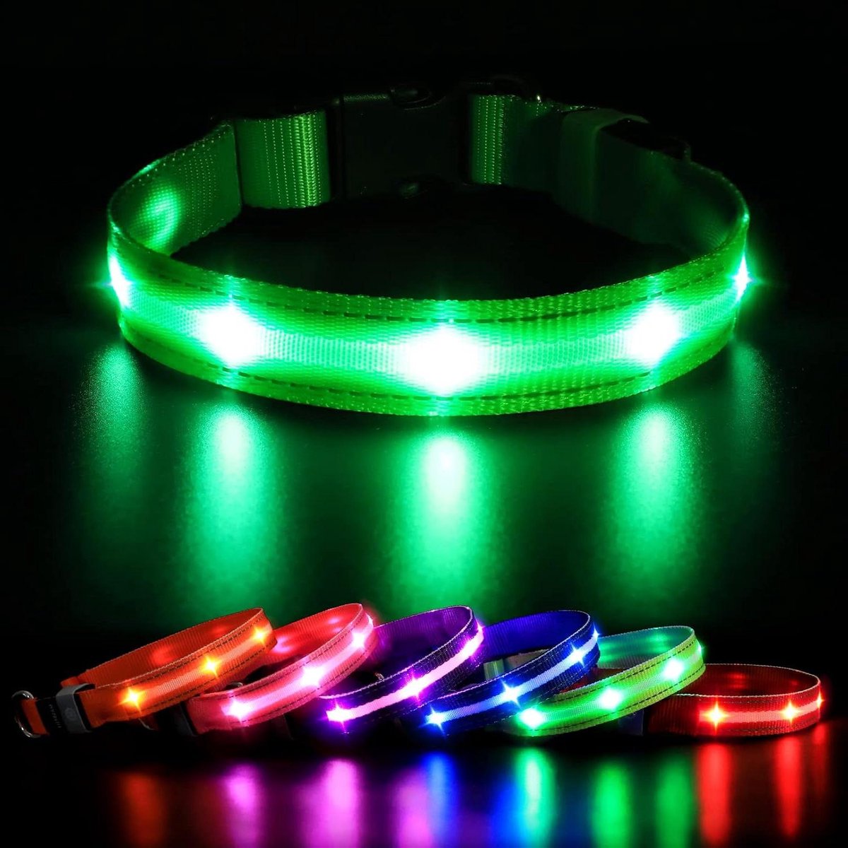 Honden Halsband - Lichtgevend Veilig - Zichtbaar in Donker - Waterproof USB Oplaadbaar - Maat XS - Groen