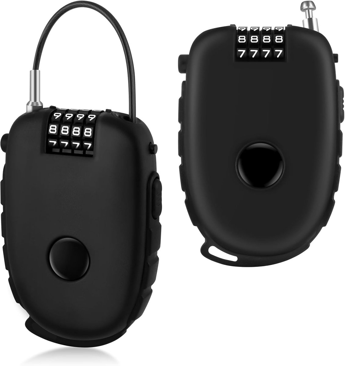 2 Stuks 4 Digit Retractable Kabel Hangslot, 75cm RVS Combinatieslot voor Fietsen, Bagage en Helmbeveiliging