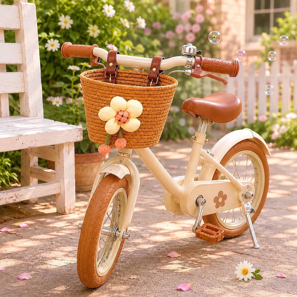 IWTBNOA Fietsmand voor kinderen, kinderfietsmand, fietsaccessoires voor kinderen, handgemaakte katoenen gevlochten - ShopVlot