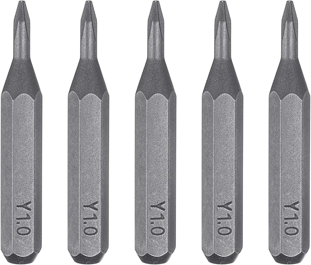 5-delige Y1.0 Tri Wings Schroevendraaier Bit Set met Magnetische 3-Punt Y-Vormige Kop en Hex Shank voor Accuschroevendraaiers, S2 Staal, 28mm Lengte