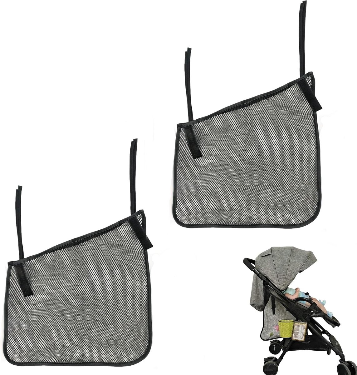 Pram Organizer Set van 2 Stuks - Handige Opbergzak voor Flessen, Luiers en Accessoires