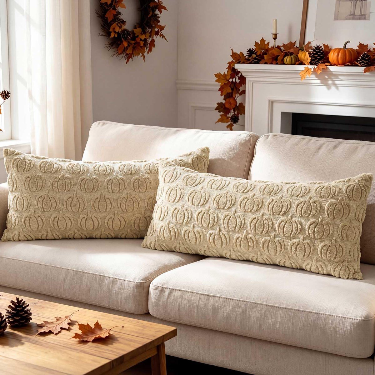 Kussenslopen 40 x 80 cm - Pluche pompoen - Decoratief voor herfst - Perfect voor Thanksgiving - ShopVlot