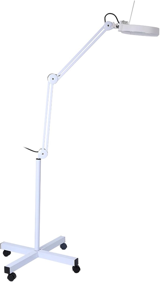 Witte LED vloerlamp met 5-voudige vergroting, opvouwbaar en afneembaar ontwerp, perfect voor make-up, tatoeages en detailwerk