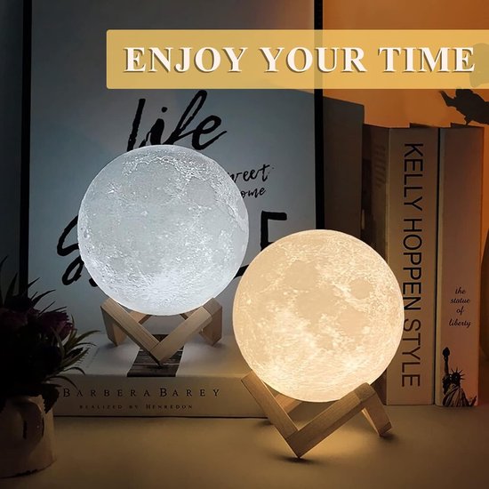 Maanlamp 3D - Decoratieve bol - Sfeerverlichting creëren - Met afstandsbediening - 15 cm diameter - RGB 16 kleuren — afbeelding 3