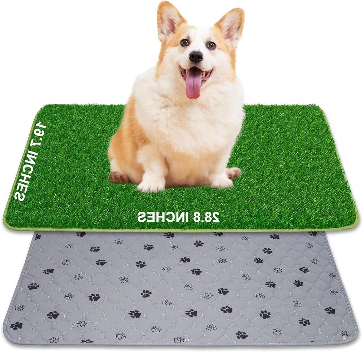 Hondentoilet Mat - Puppyplasmat - Zindelijkheidstraining - Combinatie Kunstgras Urinepad - 50 x 73 cm - Groen Grijs