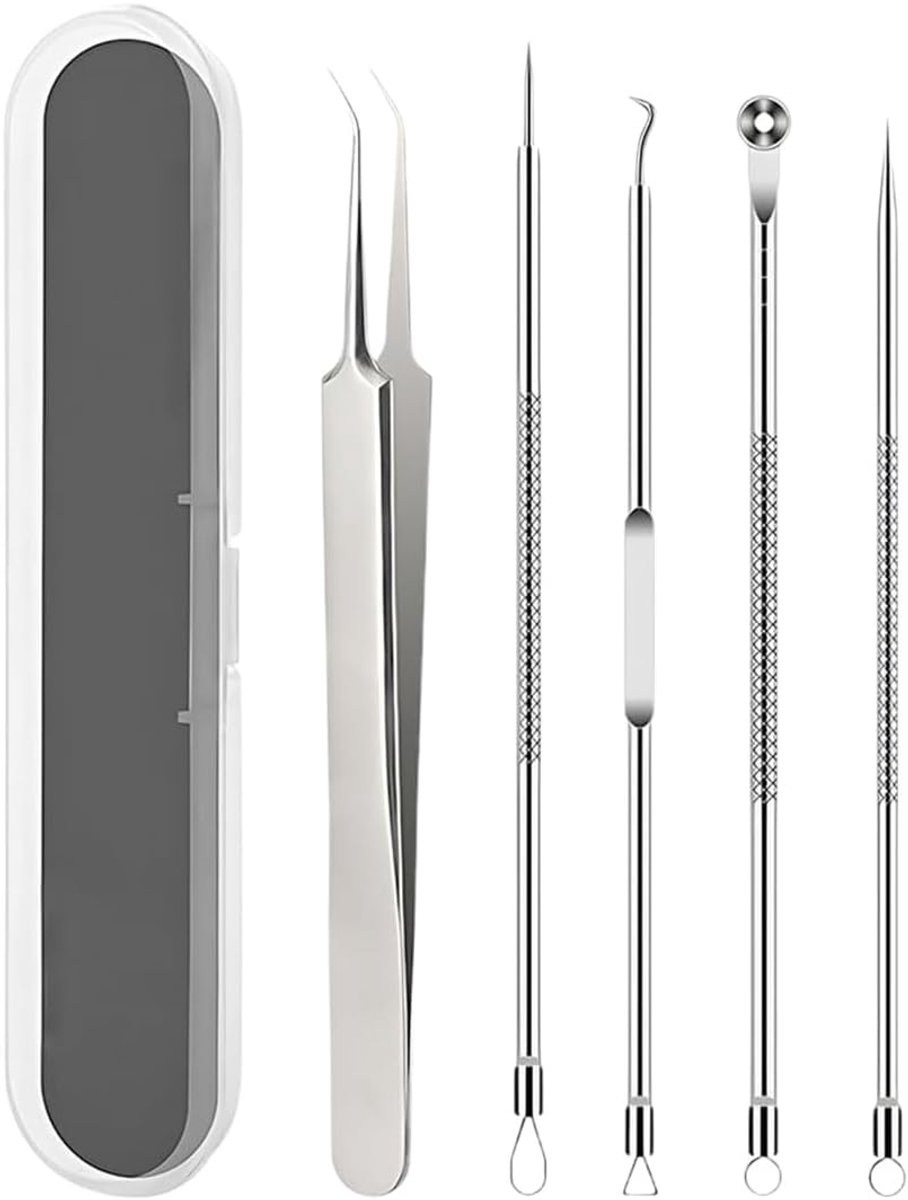 Complete Set voor het Verwijderen van Mee-eters - Inclusief Huidschraper, Extractor en Pincet voor een Schone Huid