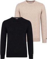 Felix Hardy Set Van 2 Truien Met Ronde Hals - 100% Katoen Heren Beige-Zwart - 2Xl