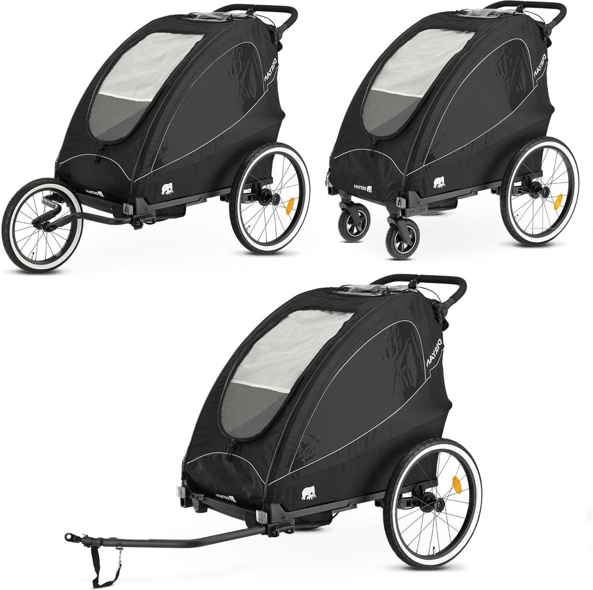 Fietskar Kinderen - Dubbele Aanhanger - Actieve Uitjes - 3-in-1 Ontwerp - 99 x 79 x 105 cm - Zwart