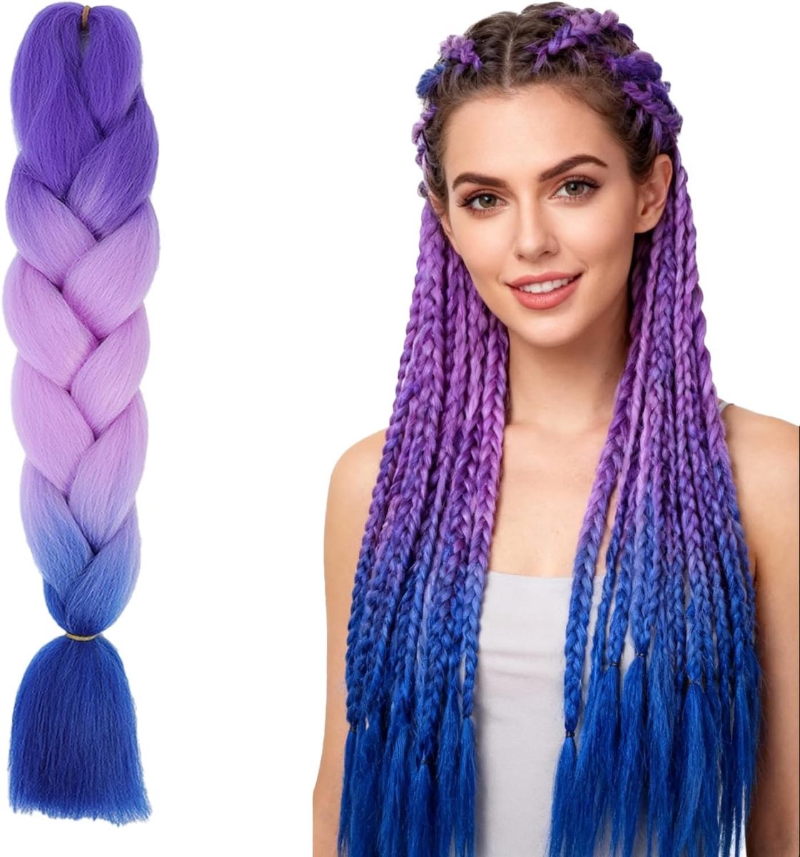 60 cm Vlecht Haar Extensions van Synthetische Vezels voor Kapsels, Vlechten en Haarkunst