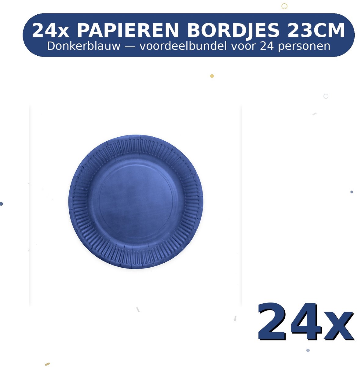 Bordjes 23cm FSC Donkerblauw - Voordeelverpakking 24 Stuks voor tot 24 Personen - Feestartikelen