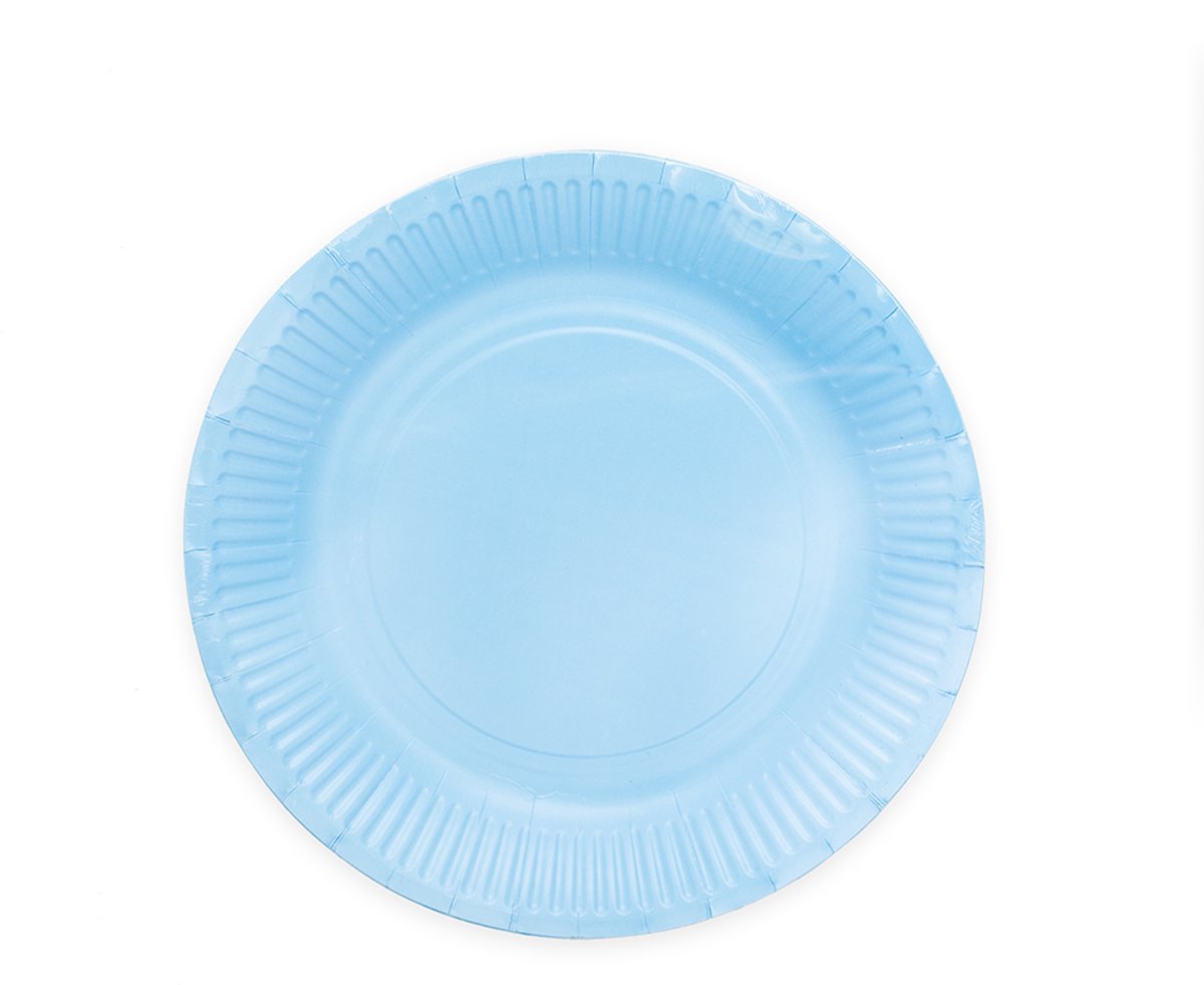 8x Papieren Bordjes 23cm FSC - Lichtblauw - Feestartikelen
