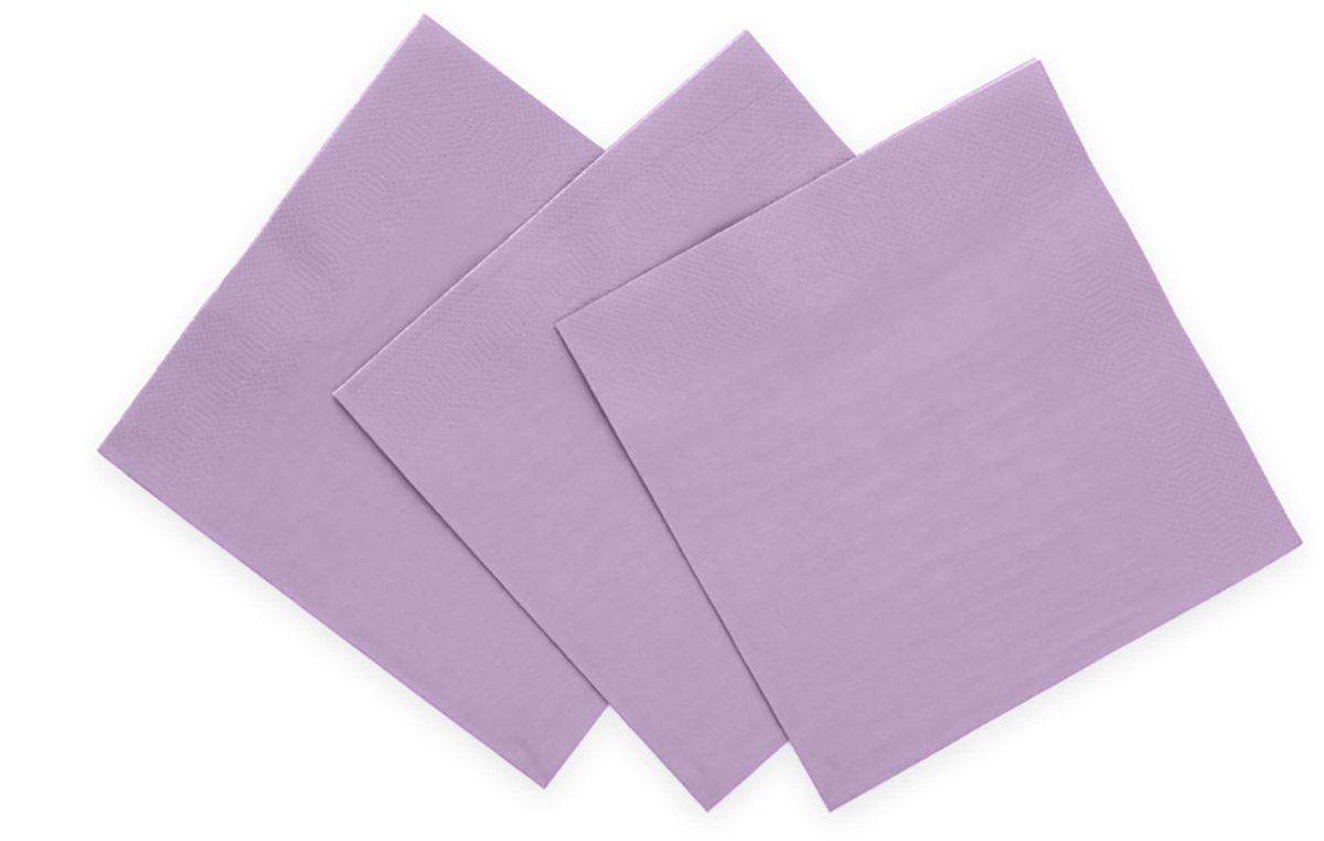 20x Papieren Lunch servetten 33x33cm 3-laags FSC - Lavendel - Feestartikelen