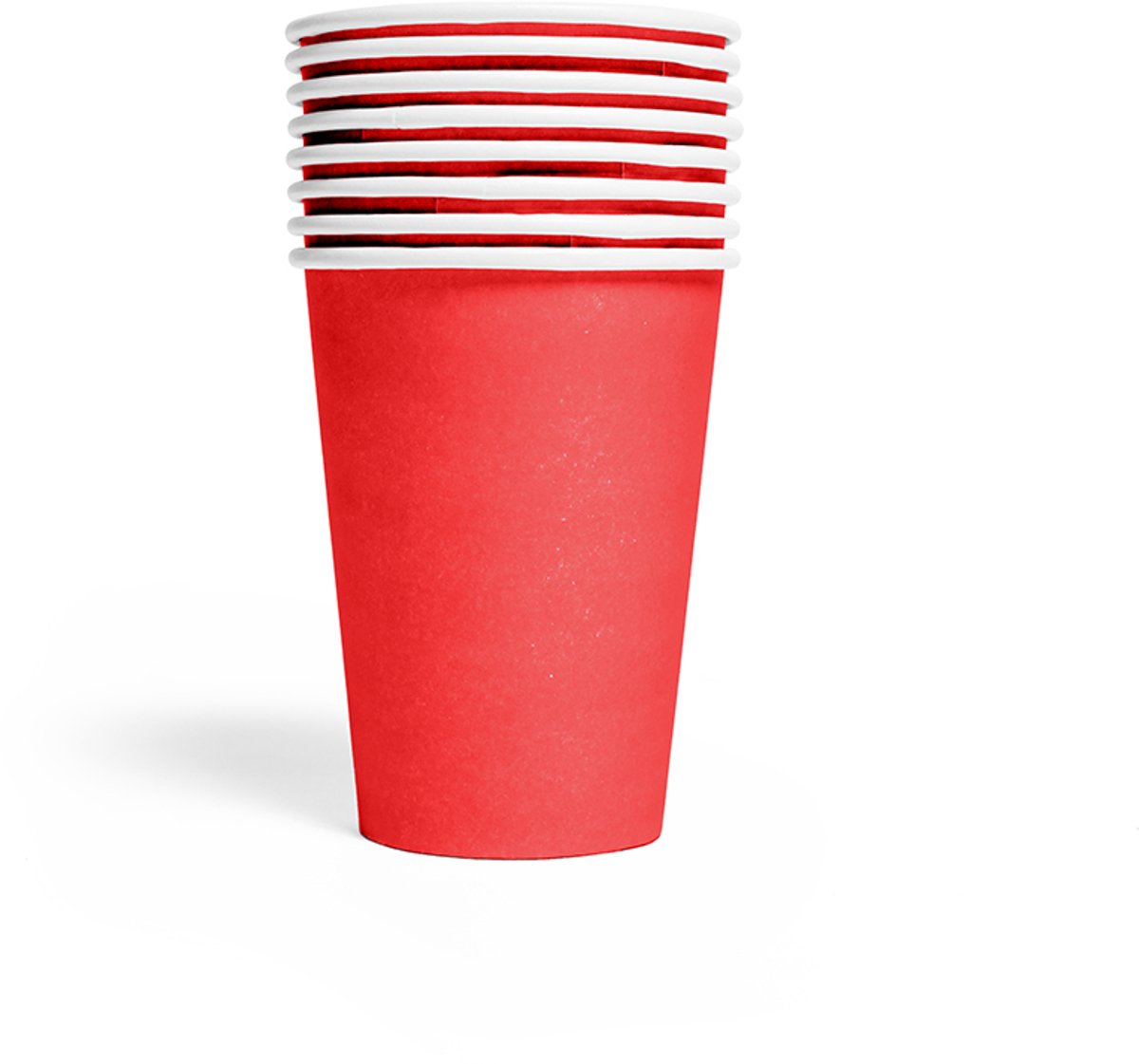 8x Papieren Bekers 210ml FSC - Rood - Feestartikelen
