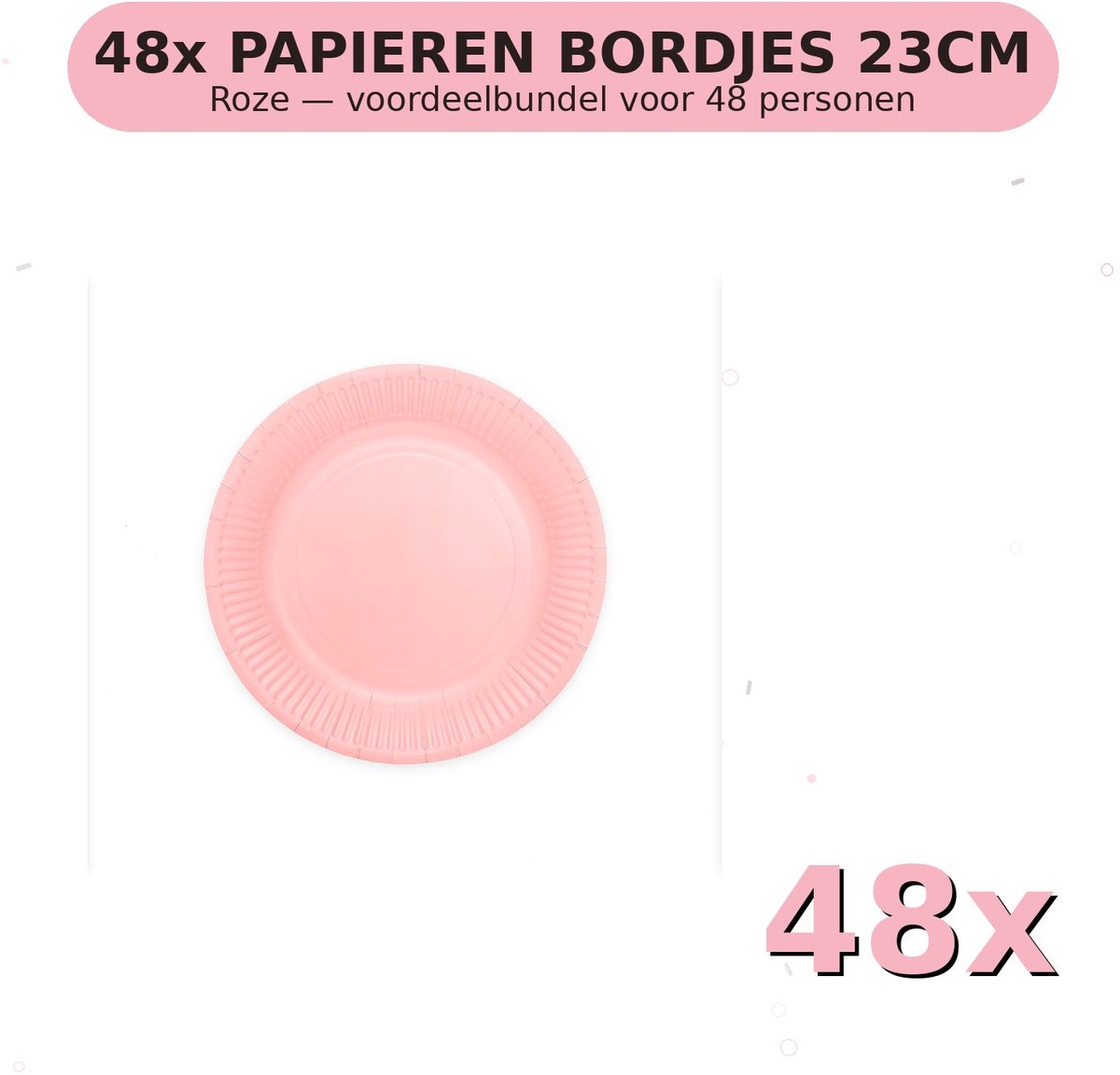 Bordjes 23cm FSC Roze - Voordeelverpakking 48 Stuks voor tot 48 Personen - Feestartikelen